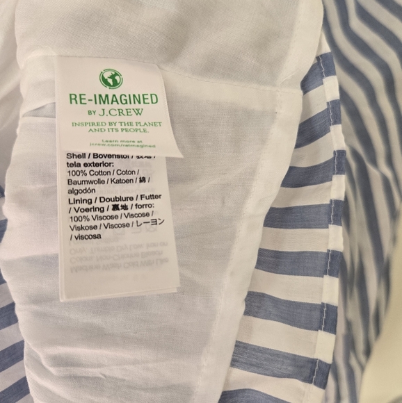 NWT J.Crew V-Neck Smocked Waist Striped Top - Picture 13 of 14